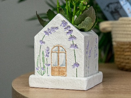 Кашпо Домик Прованс роспись VipSet 0,36 слон.кость G2410-02S