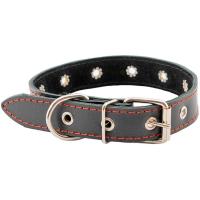 Ошейник кожа 30мм ЧИП натуральная кожа простроченный до 52см черный/51030черн/Дарэлл