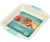 Противень 30,5*26,5*4,5см квадрат. силик ручки керам бирюзовый КТ-П-КС30Б