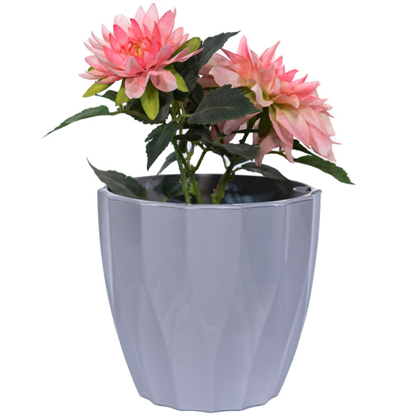 Кашпо Флюте 1,9л серый шелк с вставкой /12шт/ДТ 
