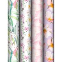 Упаковочная бумага 70*100см "Bouquet" 80г/м2 глянц. ассорти 4 дизайна MESHU /372633/Рельеф