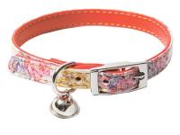 Ошейник синтетик 10мм двойной прошитый Цветы с бубенчиком 30см/00210108/Каскад