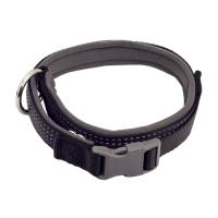 Ошейник нейлон 25мм Премиум светоотраж с неопреновой подкладкой черный 42-64см/00225051-07