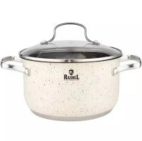 Кастрюля 2,6л нерж. сталь крышка стекло кремовый гранит R-206в /8шт/ Маруся 