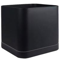 Кашпо 0,2л квадрат. черный с под. (пласт+слюда) 104/7/5-4 /36шт/Mehrni