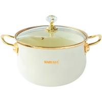 Кастрюля 2,2л эмаль стекл. крышка ручка золото в инд. упак. кремовый перламутр R-77718 /4шт/ Маруся 