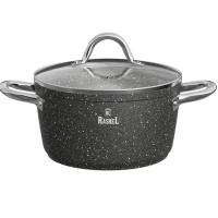 Кастрюля 2,4л эмаль с антипр. покр. индук. дно крышка стекло серый гранит R-28824 /6шт/ Маруся 