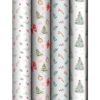 Упаковочная бумага глянц. 70*100см "Christmas decoration" 80г/м2 асс. 4 диз. MESHU /Рельеф