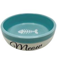 Миска керамика с рыбкой голубая 13,4*13,4*4см 320мл/МКР2106/Евро