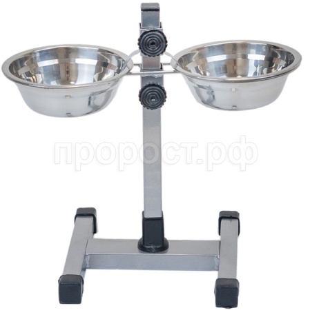 Миска метал на регулируемой подставке ЭКО нержавеющая стальная 30см 2*0,35л/1280/Дарэлл