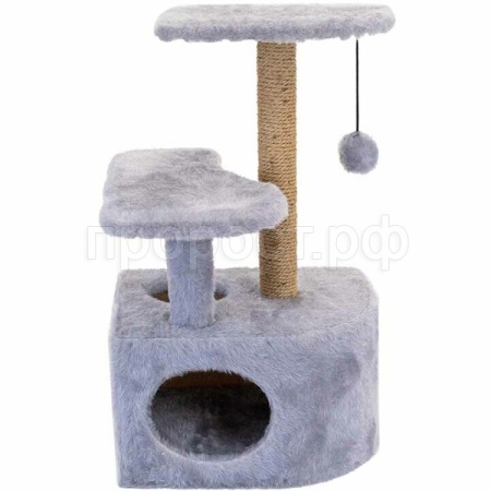 Когтеточка Домик ЧИП круглый с полкой, столбик джут 48*51*h71см серый/8347сер/Дарэлл