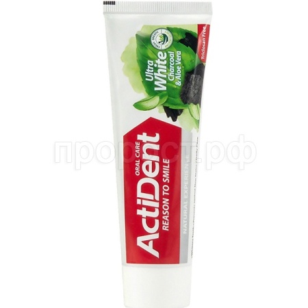Зубная паста ACTIVE Ultra White 100г отбеливающая "Уголь и Алоэ вера" /48шт/Атлант 
