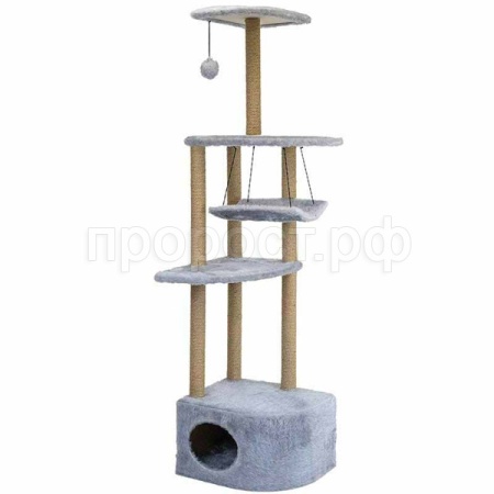 Когтеточка Комплекс Башня угловая с гамаком джут 48*48*h171см серый/8370сер/Дарэлл