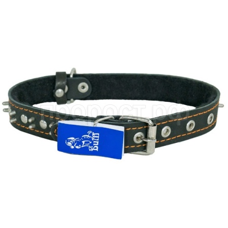 Ошейник кожа 25мм с украшением и шипами на фетре 38-40см/40786 Ошейник кожа 25мм с украшением и шипами на фетре 38-40см/40786