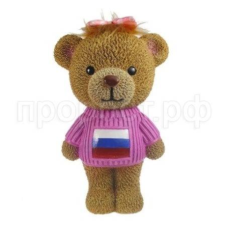 Копилка Мишка плюшевый в свитере с бантиком(флаг)L15W18H28см 713141/SK064