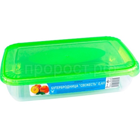Бутербродница 0,4л Свежесть прямоугол. прозрачный 05036 /100шт/ Арз