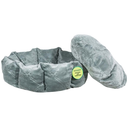 Лежанка круглая с подушкой серая 52*20см/DONBARON