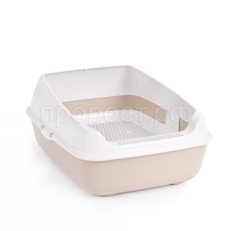 Туалет д/кошек с высокими бортами и сеткой бежевый