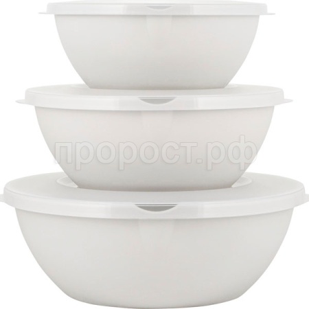 Набор мисок HELSINKI (3л+2л+1л) с крышками пепельный жемчуг PT1280 /11шт/ПТ