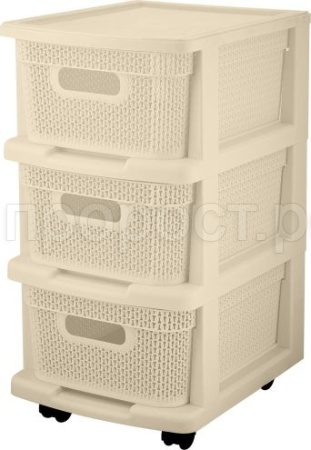 Комод 3 секции Keeplex Ajur с колесами бежевый топаз компакт KL3795 /1шт/ПР
