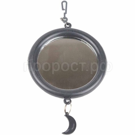 Игрушка д/птиц Zoo-M Зеркало большое с пластиковым подвесом блистер серое/5015