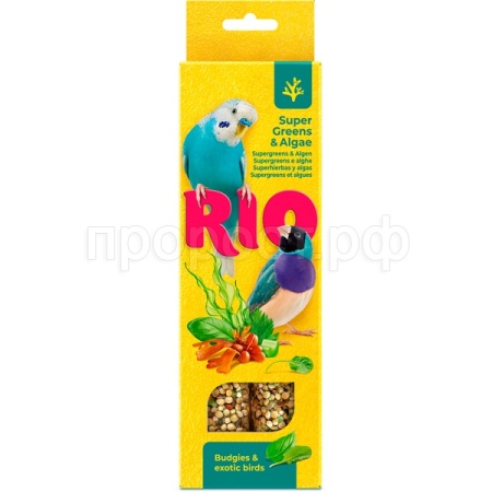 Лакомство д/птиц Палочки РИО д/волн.попугаев и экзотов зелень/водоросли 2шт*40г коробка/8шт/22300 ЧЗ