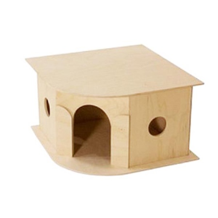 Игрушка д/грыз Домик деревянный для морской свинки угловой 30*30*18см/8555/Дарэлл