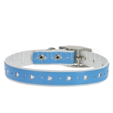 Ошейник синтетик 12мм двойной Сердечко голубой 20-24см/00210113-16/Каскад