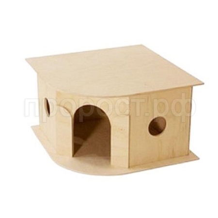 Игрушка д/грыз Домик деревянный для морской свинки угловой 30*30*18см/8555/Дарэлл