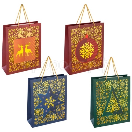 Пакет подарочный Новогоднее поздравление М 25*32*11см 110424 /Волшебная страна