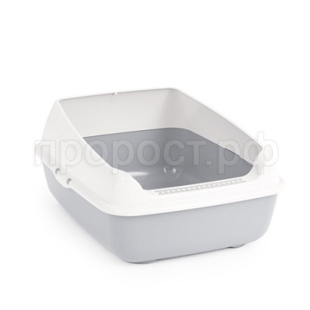 Туалет для кошек с высокими бортами серый