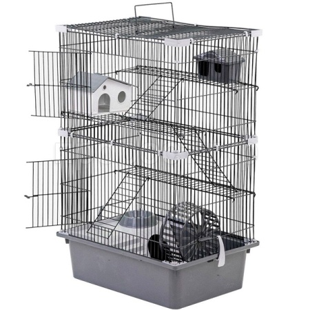 Клетка д/грыз ЭКО 4-х эт РИККИ 42*30*67см разборная серая/43112/Дарэлл