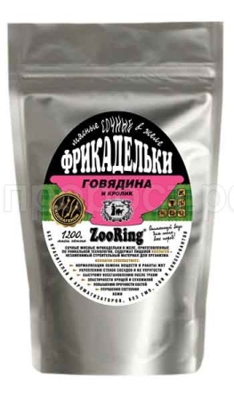 Собаки ZooRing  желе фрикадельки говядина/кролик м/у 1200гр/4шт/934290 ЧЗ