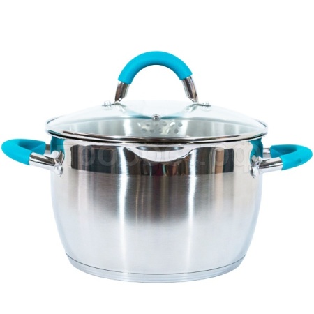 Кастрюля 5.1л Bravo стекл.крышка 22*13.5см нерж.сталь, капс.дно, ручки сталь /6шт/005431