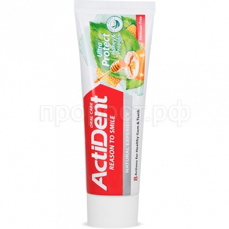 Зубная паста ACTIVE Ultra Protect 100г мед и прополис 512901004 /48шт/Атлант 