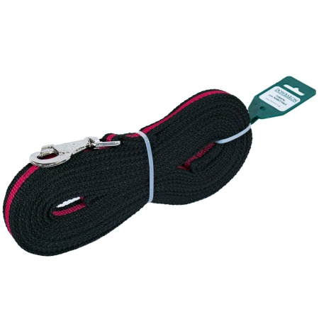 Поводок капрон 20мм*7м черный с красной полосой  DONBARON