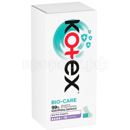 Прокладки Котекс BIO-CARE 18шт ежедневные длинные /9425051/Атлант 