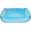 Лежанка прямоугольная мех однотон с подушкой холофайбер Небесно Голубой 65*50*18см/DONBARON