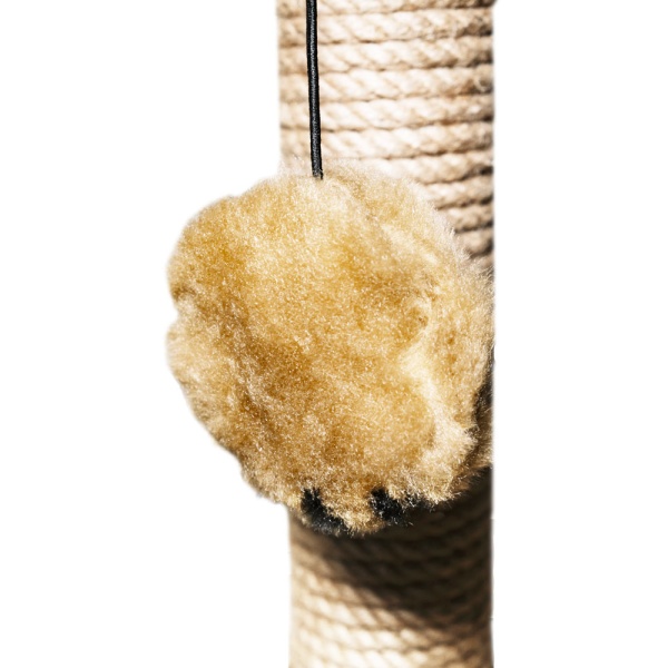 Когтеточка домик с полкой круг мех джут беж с игрушкой 39*77см/DONBARON