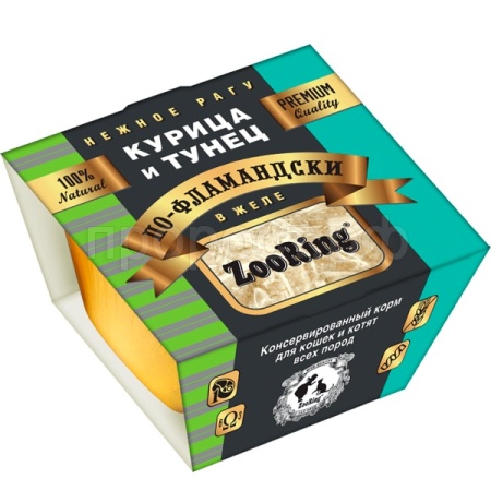 Кошки ZooRing рагу желе курица/тунец по-фламандски д/кошек и котят ж/б 75гр/12шт/521701 ЧЗ
