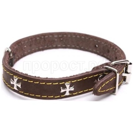Ошейник кожа 20мм 1слойный c украшением 38-40см/40601 Ошейник кожа 20мм 1слойный c украшением 38-40см/40601