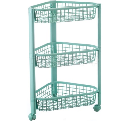 Полка универсальная 3 секции угловая ЕВРО фисташковый на колесиках М2756  Полка универсальная 3 секции угловая ЕВРО фисташковый на колесиках М2756