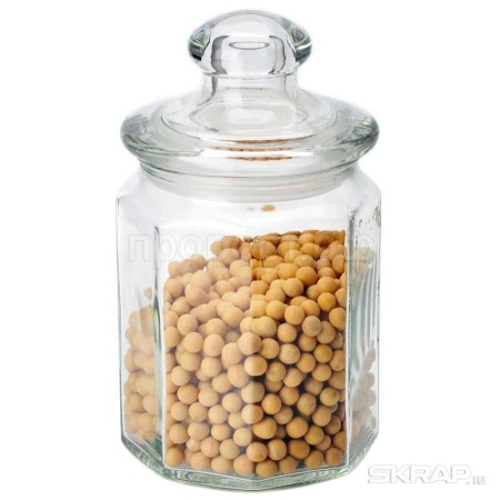 Банка для сыпучих продуктов стеклянная с крышкой 0,6л LATTINA 