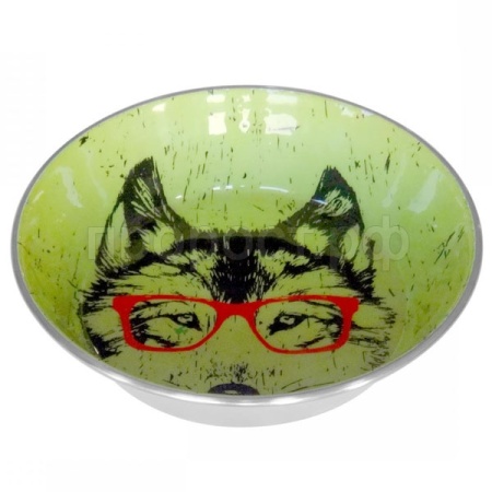 Миска метал 0,7л  мордочка волка УЮТ/6шт/АМц251/Евро