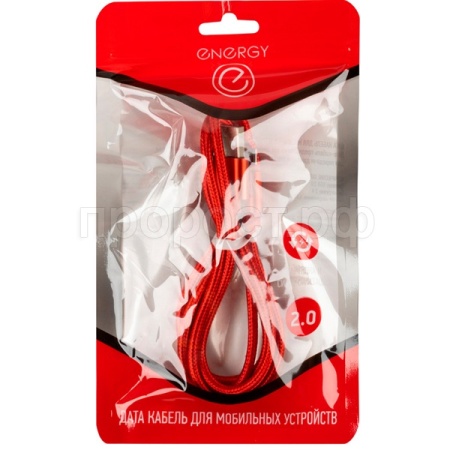 Кабель Energy ET-26 USB/MicroUSB красный 104105 /100шт/